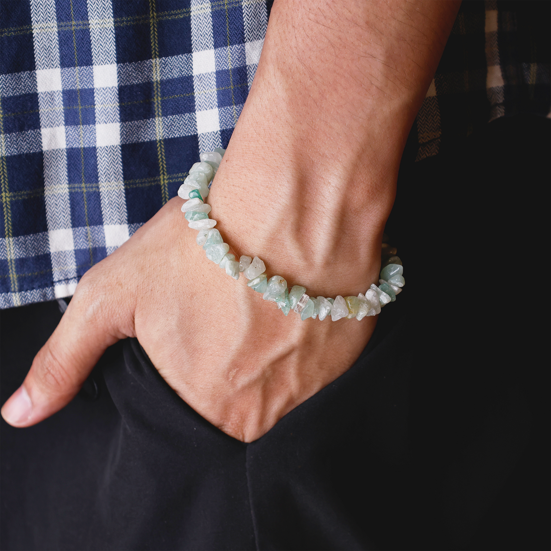 Reduces Mars Effects, Balances Root Chakra & Adds Stability: Amazonite Uncut Bracelet