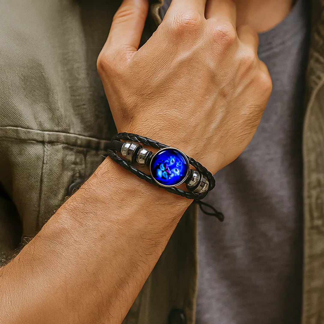 Leo Leather Bracelet for Confidence, Leadership & Zodiac Energy