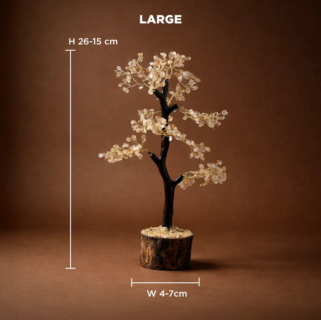 Decorative tree with measurements on a brown background