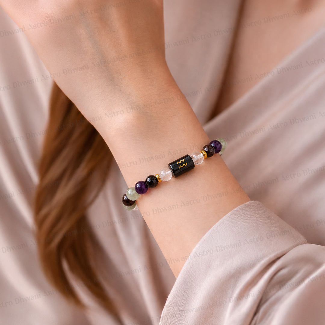 Aquarius (कुंभ राशि) Zodiac Sign Multi Stone Bracelet