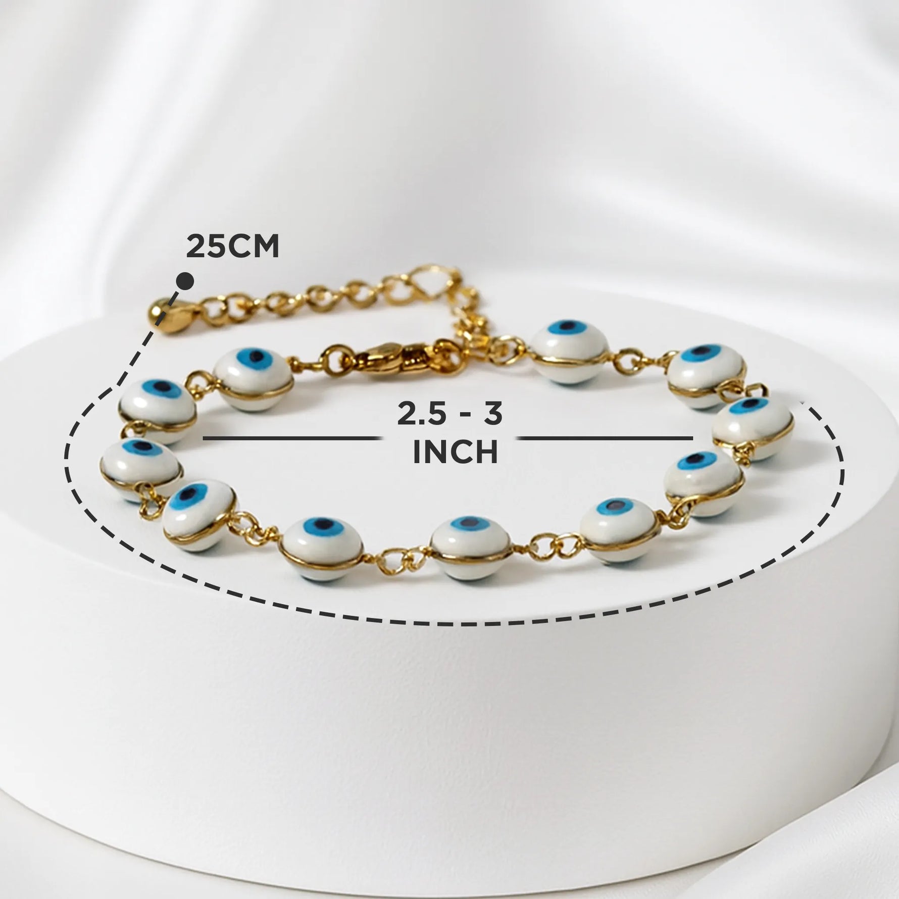 Blue Onxy Evil Eye Round Shape Anklets