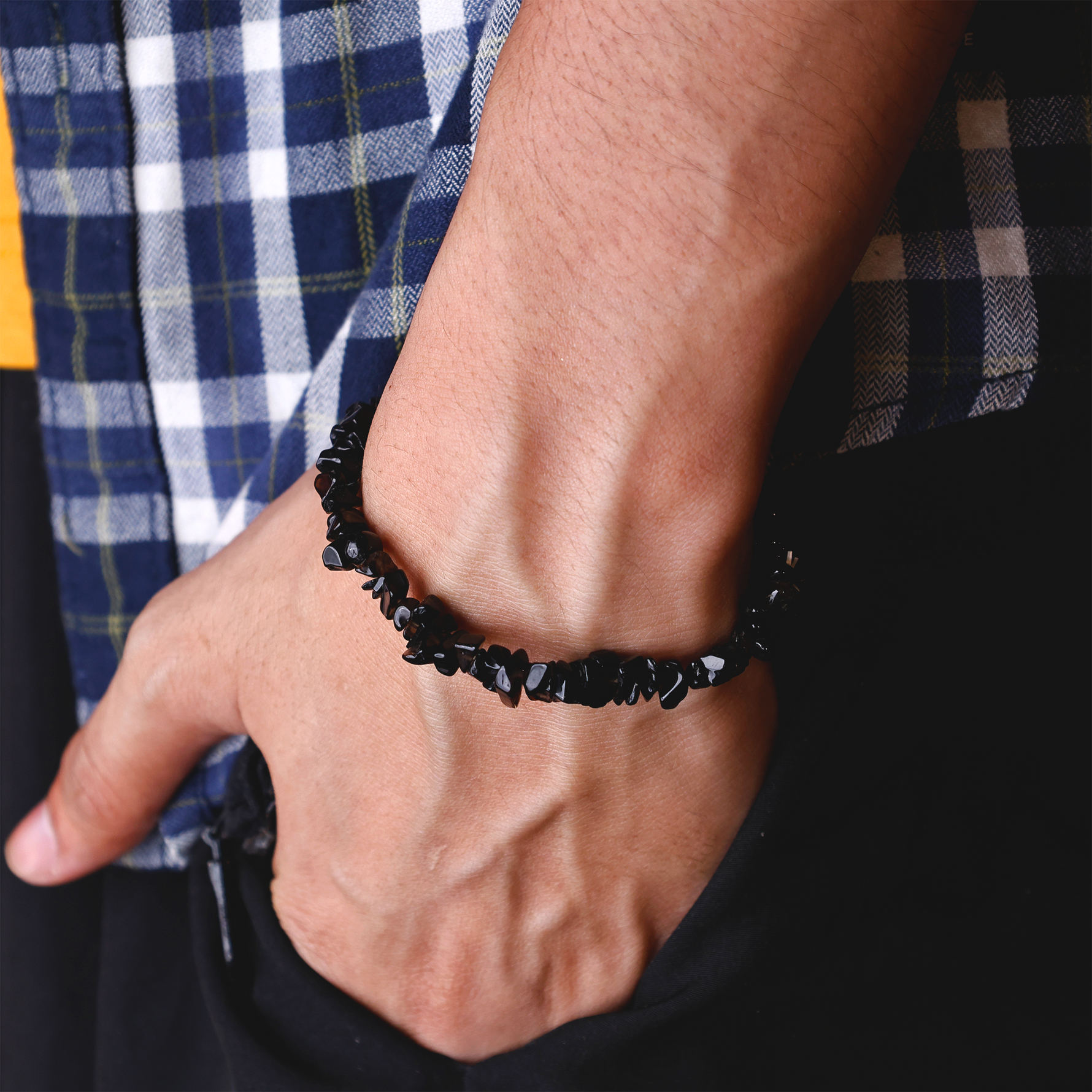 Protect from Psychic attacks & Negative Energy: Black Tourmaline Uncut Bracelet