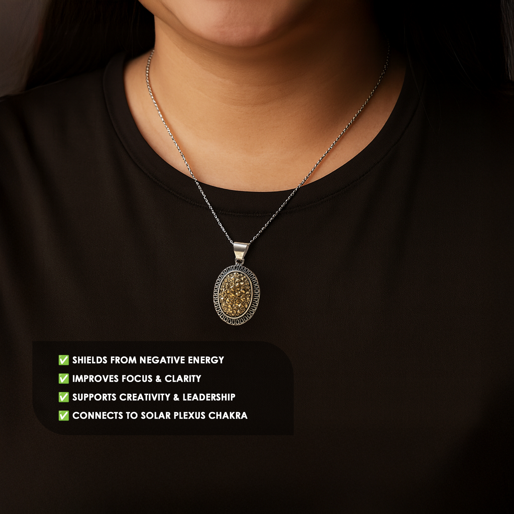 Raw Pyrite Pendant for Wealth & Money - Abhimantrit