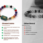 Comparison of Dhwani Astro and other brand bracelets with listed benefits and drawbacks.