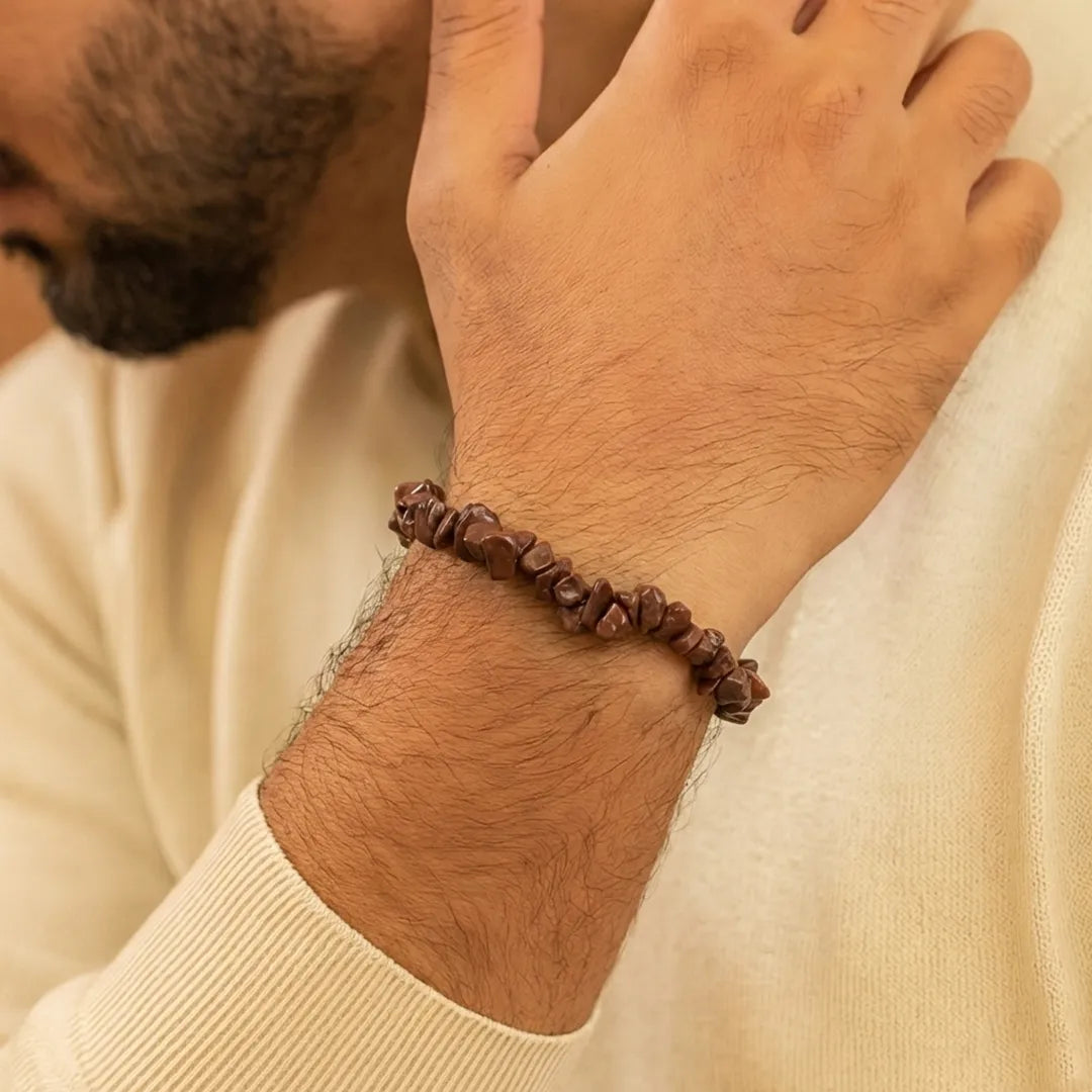 Increase Focus and Strength: Red Jasper Uncut Bracelet