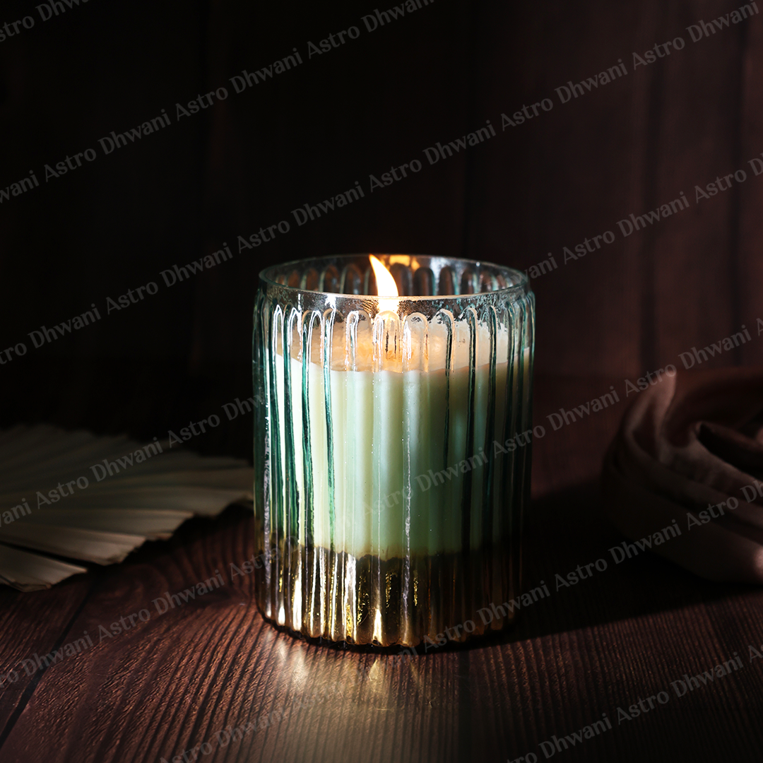 Scented Soy Wax Candle | Hand-Poured Aromatherapy Candle in Decorative Fluted Glass Jar | Meditation, Prayer & Home Décor