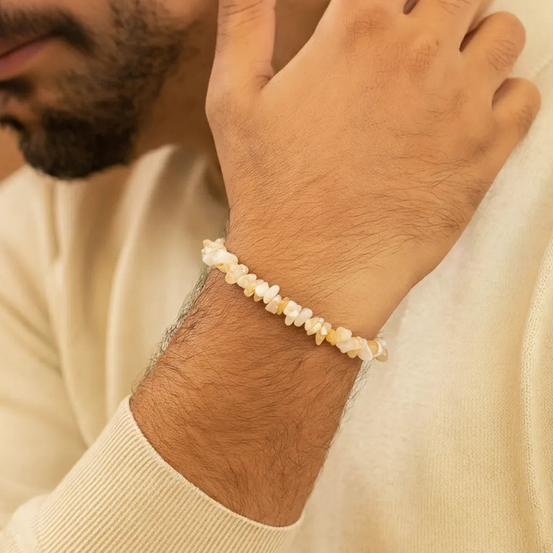 Fulfill Your Desires with Divine Blessings: Yellow Aventurine Uncut Crystal Bracelet