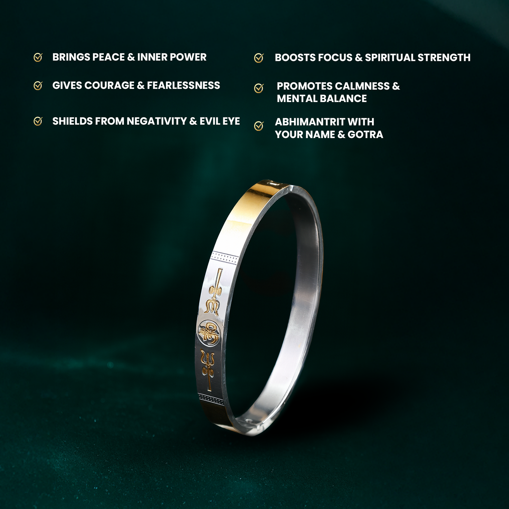 Om Trishul Kada (IGP Gold & Silver Plating) - Abhimantrit