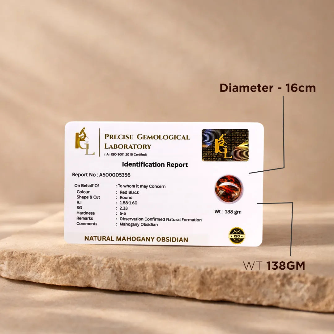 Identification report card from Precise Gemological Laboratory on a beige background