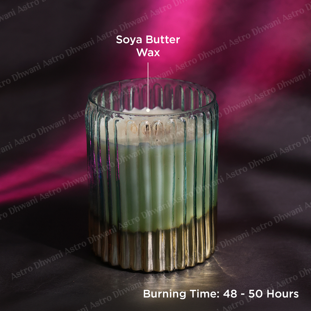 Scented Soy Wax Candle | Hand-Poured Aromatherapy Candle in Decorative Fluted Glass Jar | Meditation, Prayer & Home Décor