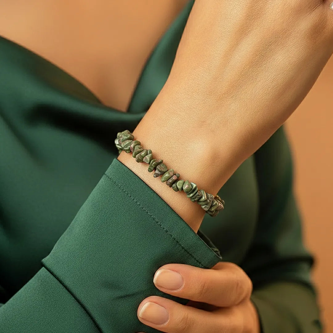 Unakite Uncut Crystal Bracelet