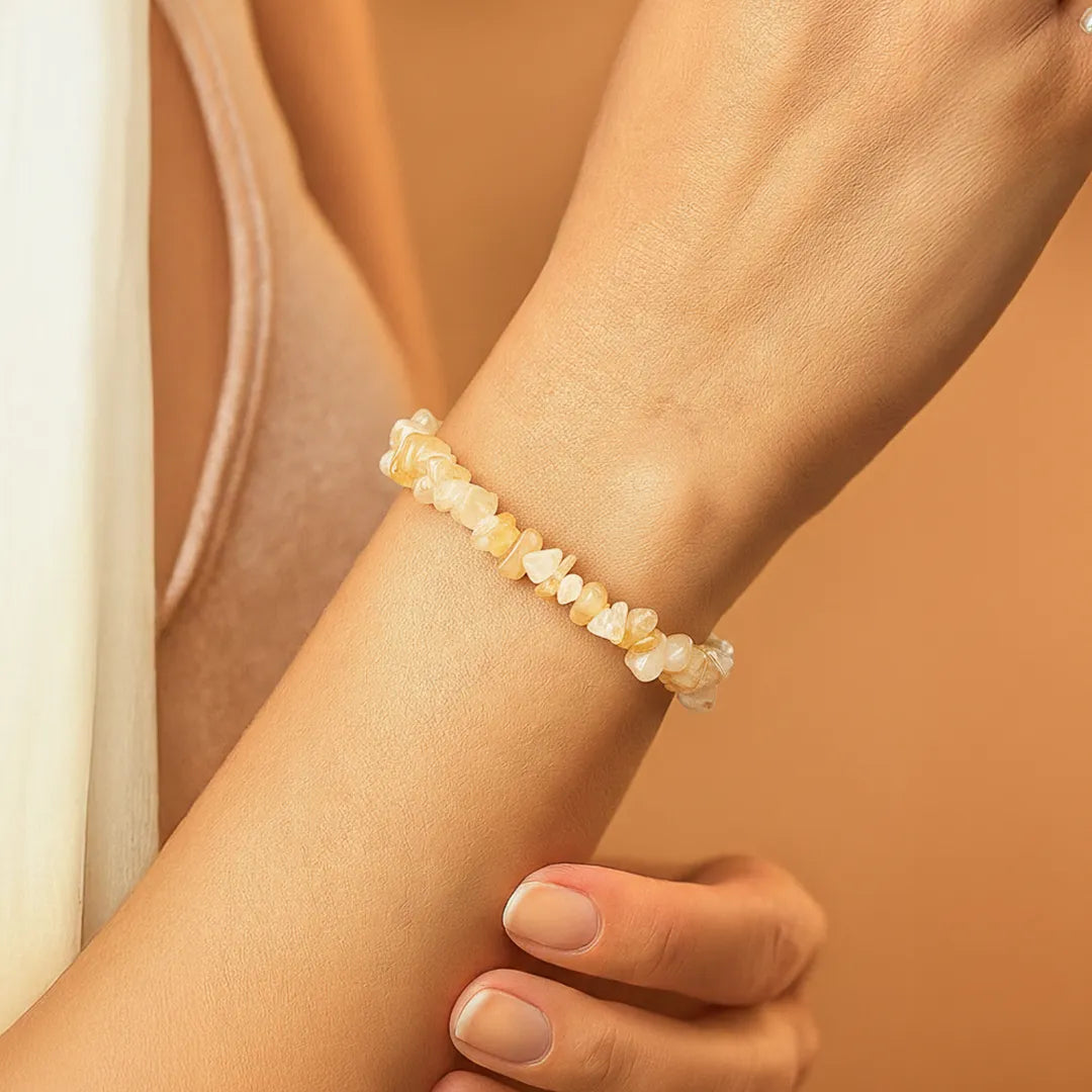 Fulfill Your Desires with Divine Blessings: Yellow Aventurine Uncut Crystal Bracelet