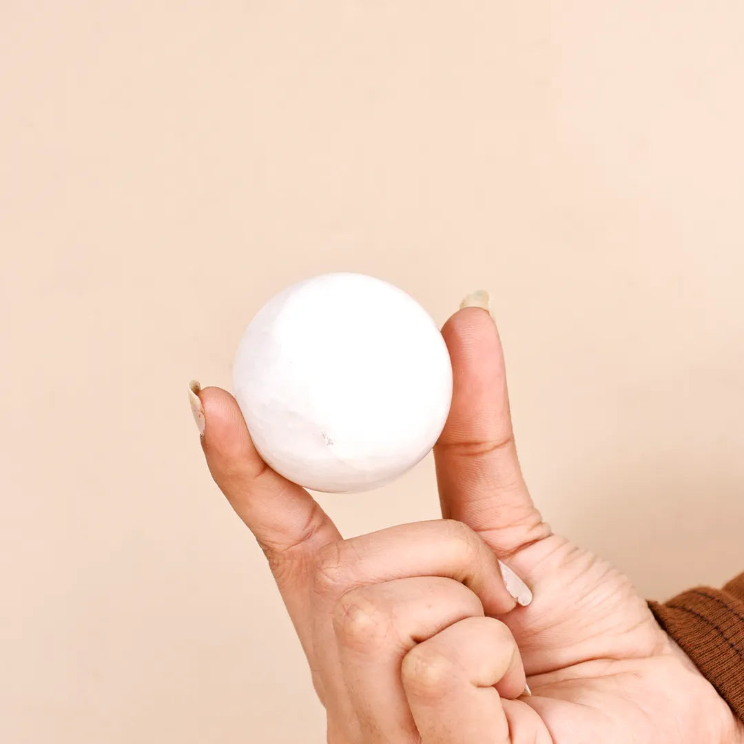 Natural White Jade Crystal Ball – Abhimantrit & Certified