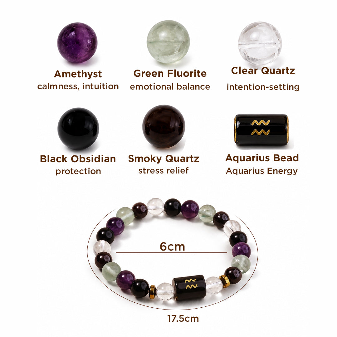 Aquarius (कुंभ राशि) Zodiac Sign Multi Stone Bracelet