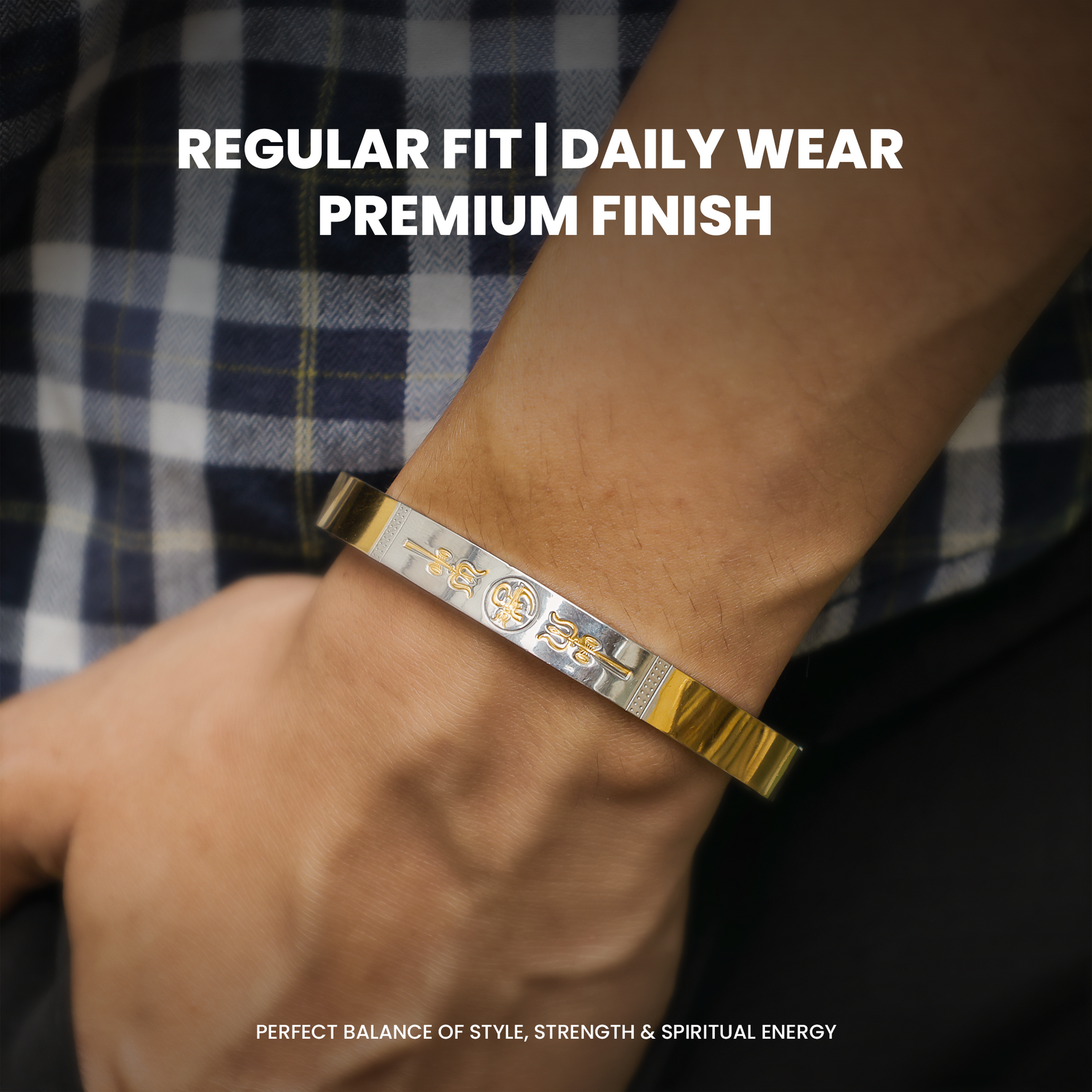 Om Trishul Kada (IGP Gold & Silver Plating) - Abhimantrit