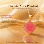 Rubellite Aura Pendant with 24KT gold on a gold background
