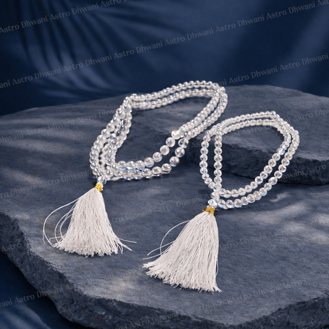 Aura Quartz Crystal Mala  - Abhimantrit & Certified
