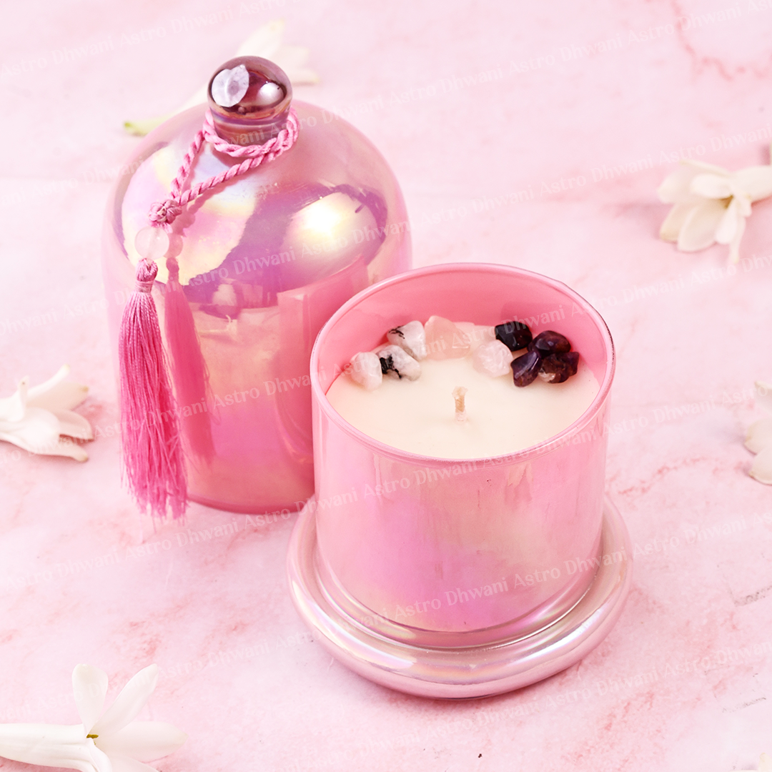 Between Us Intention Crystal Candle – Rose Oudh Fragrance