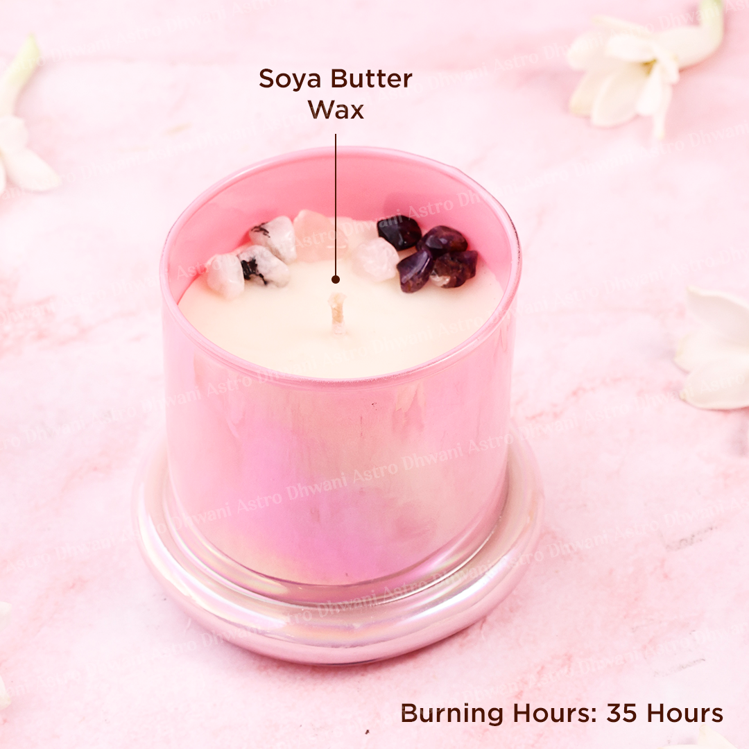 Between Us Intention Crystal Candle – Rose Oudh Fragrance