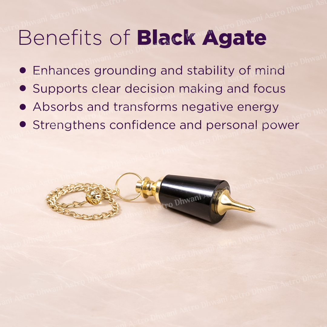 Black Agate Pendulum - Abhimantrit