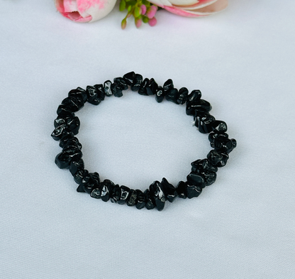 Protect from Psychic attacks & Negative Energy: Black Tourmaline Uncut Bracelet - Abhimantrit & Certified