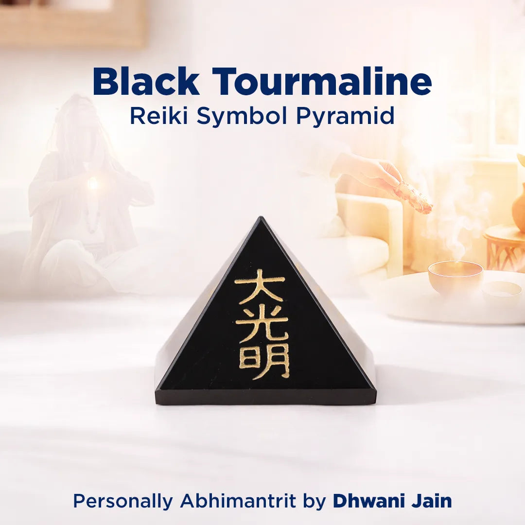 Black Tourmaline Reiki Symbol Pyramid – Protection, Energy Healing & Spiritual Balance