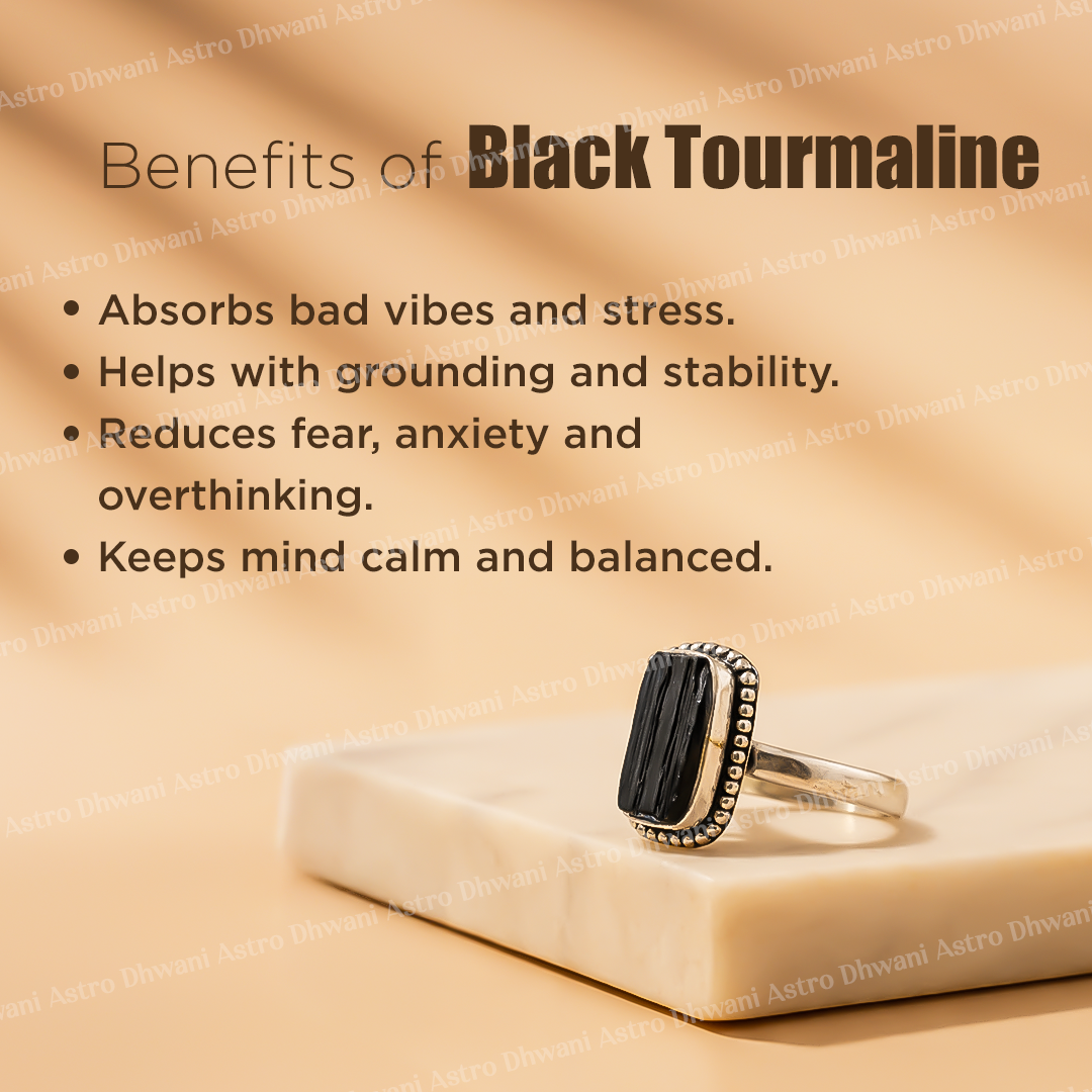 Rough Black Tourmaline Ring