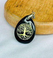 Black Hakik Stone Tree of Life Pendant for Protection & Strength