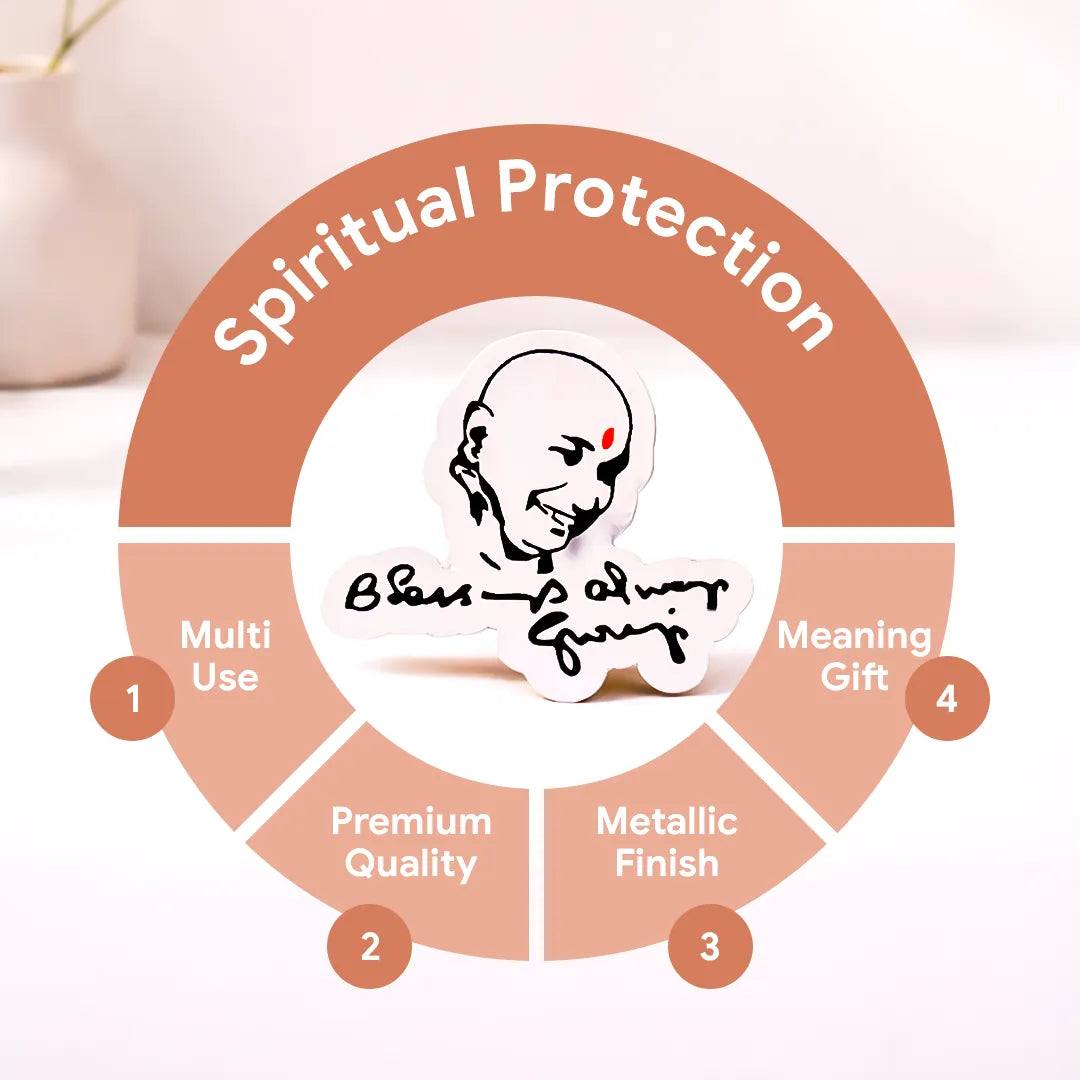 Circular diagram promoting 'Spiritual Protection' with features listed around a central image of a face.