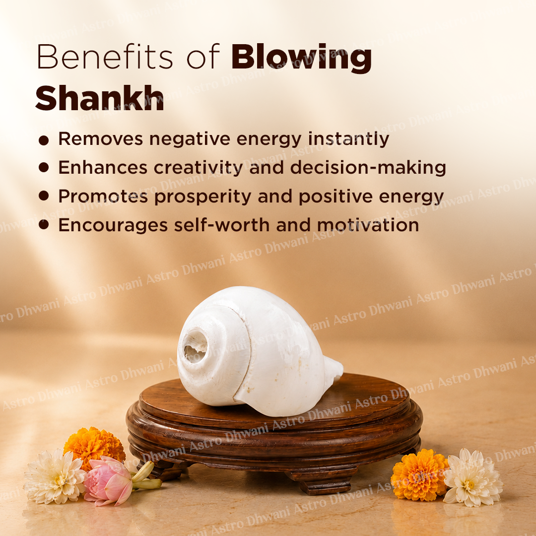 Blowing Shankh For Sacred Sound Aarti Puja Rituals