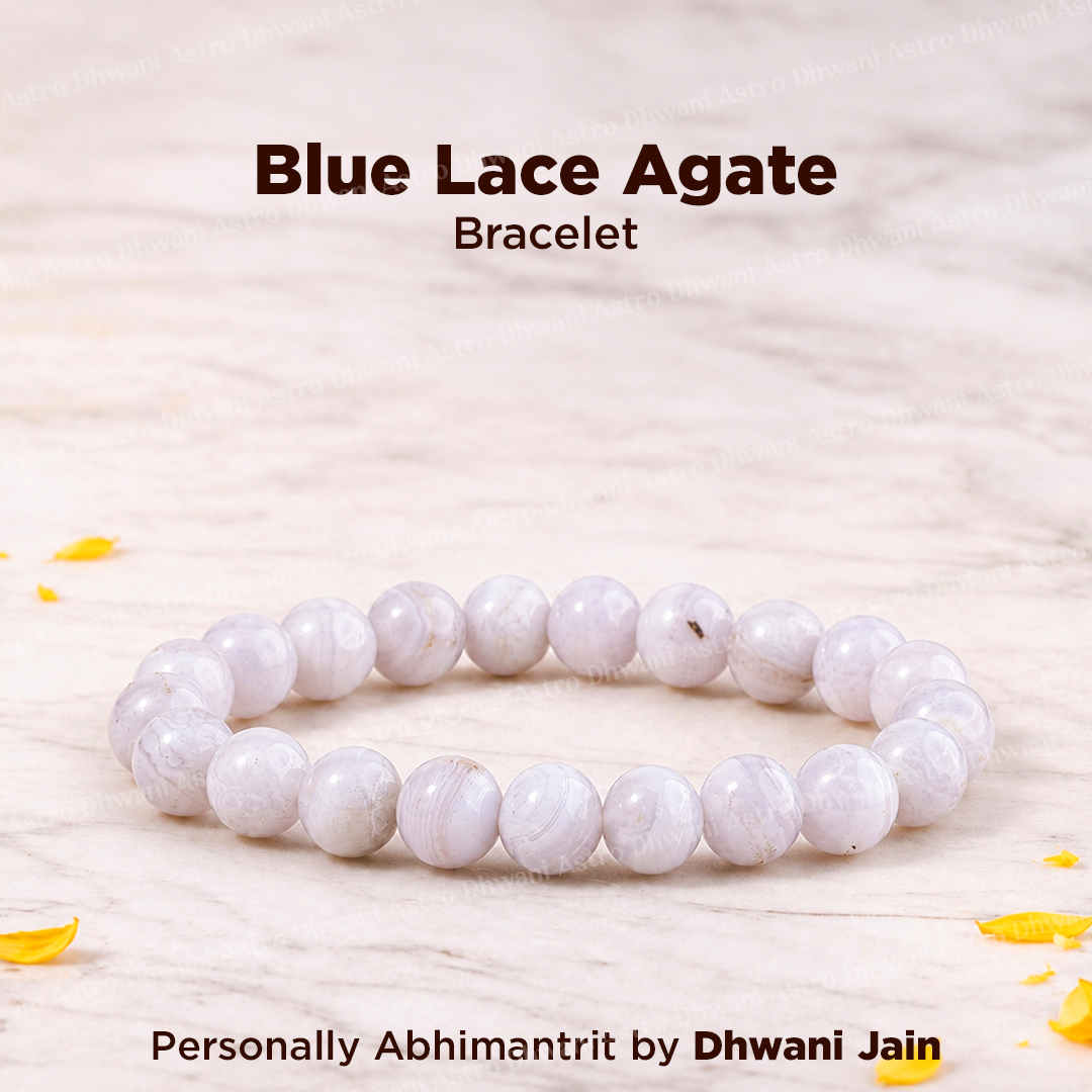 Blue Lace (Agate) Crystal Bracelet - Abhimantrit & Certified