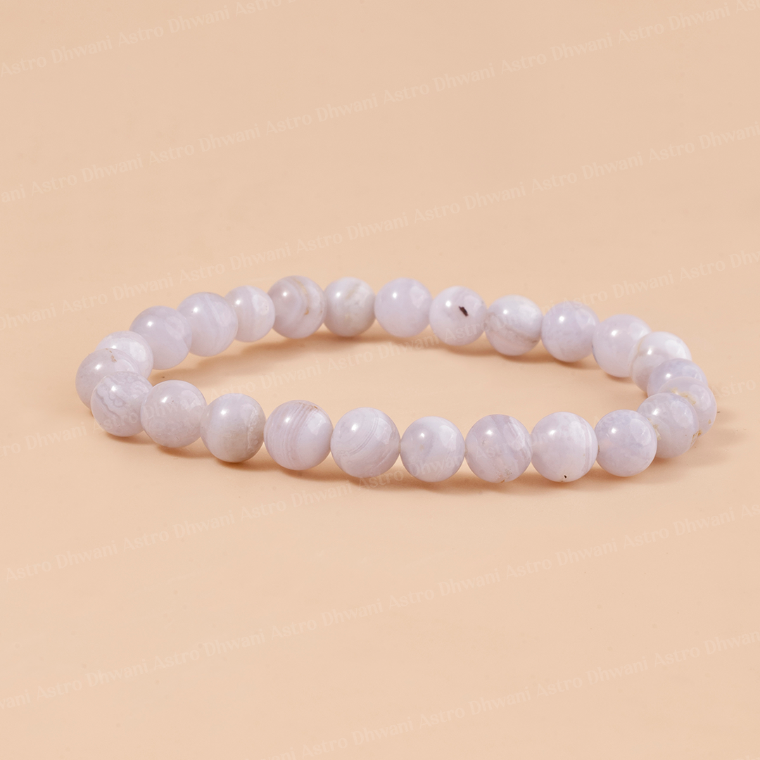 Blue Lace (Agate) Crystal Bracelet - Abhimantrit & Certified