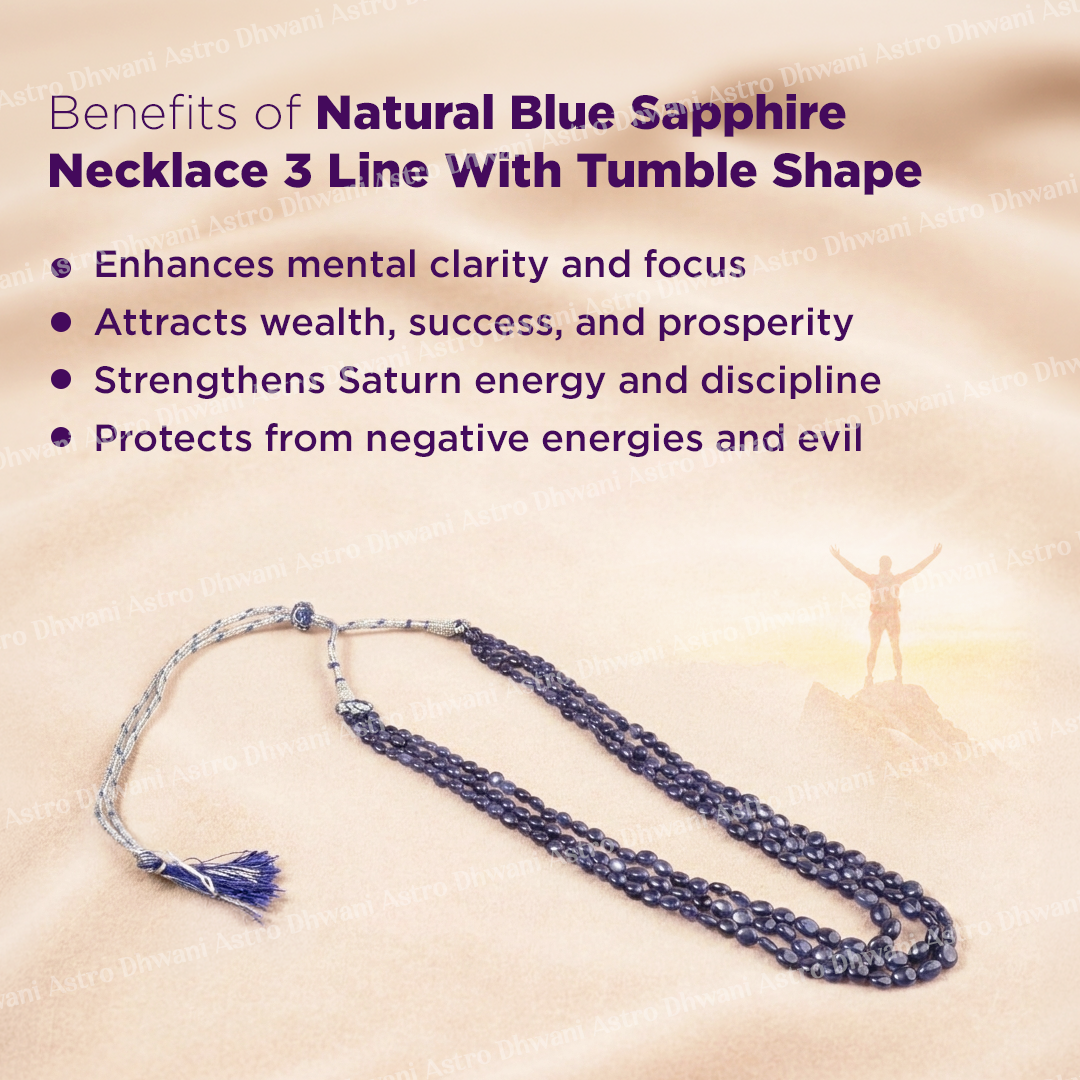 Natural Blue Sapphire Necklace for Focus, Clarity & Success