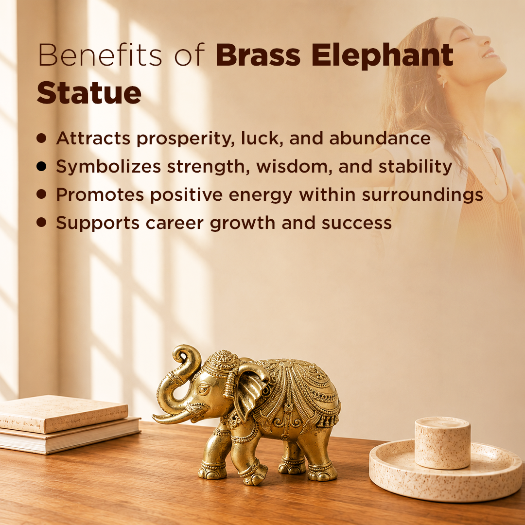 Pure Brass Vastu Elephant Statue - Abhimantrit