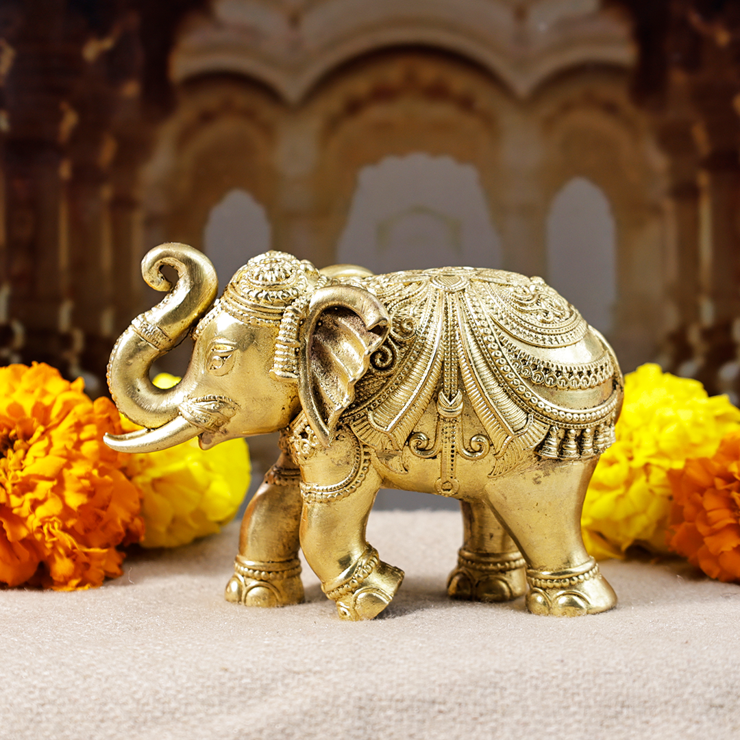 Pure Brass Vastu Elephant Statue - Abhimantrit