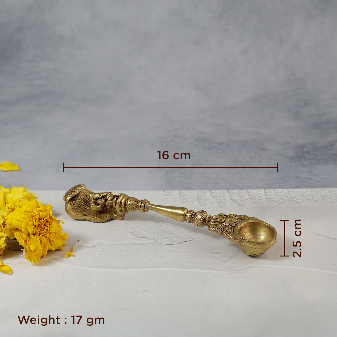 Brass Ganesh Havan Spoon - Abhimantrit