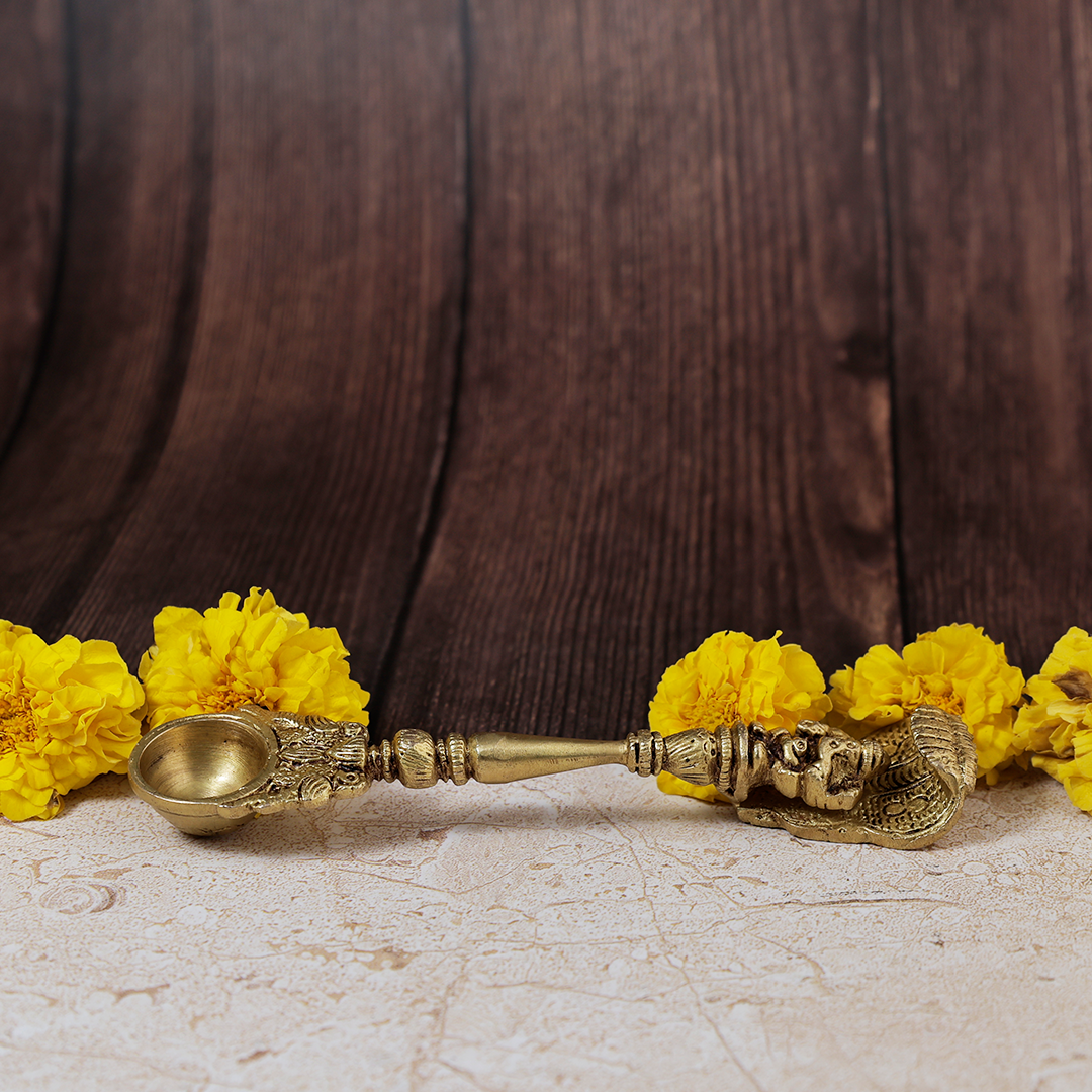 Brass Ganesh Havan Spoon - Abhimantrit