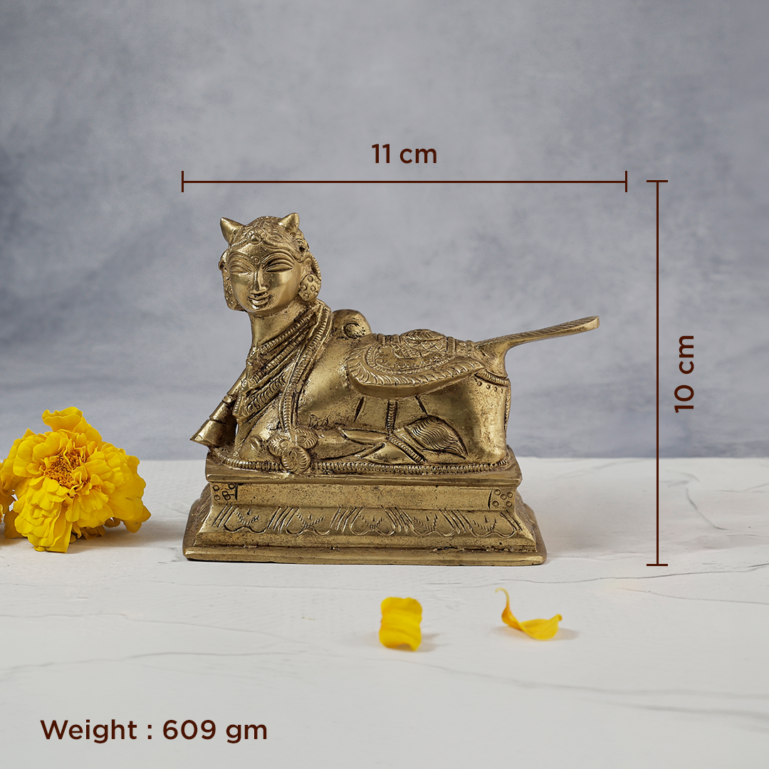 Brass Kamdhenu Cow Idol - Abhimantrit
