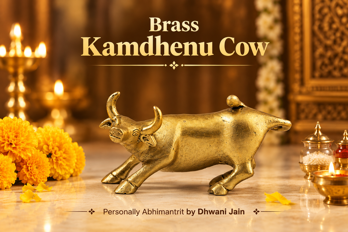 Brass Kamdhenu Cow Plain - Abhimantrit