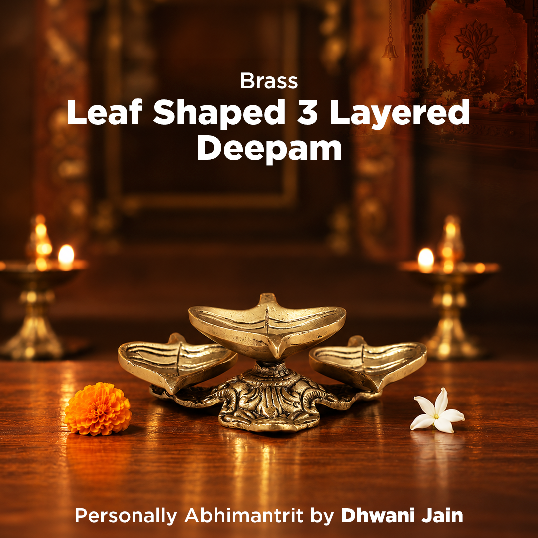 Brass Leaf Shaped 3 Layered Deepam - Abhimantrit
