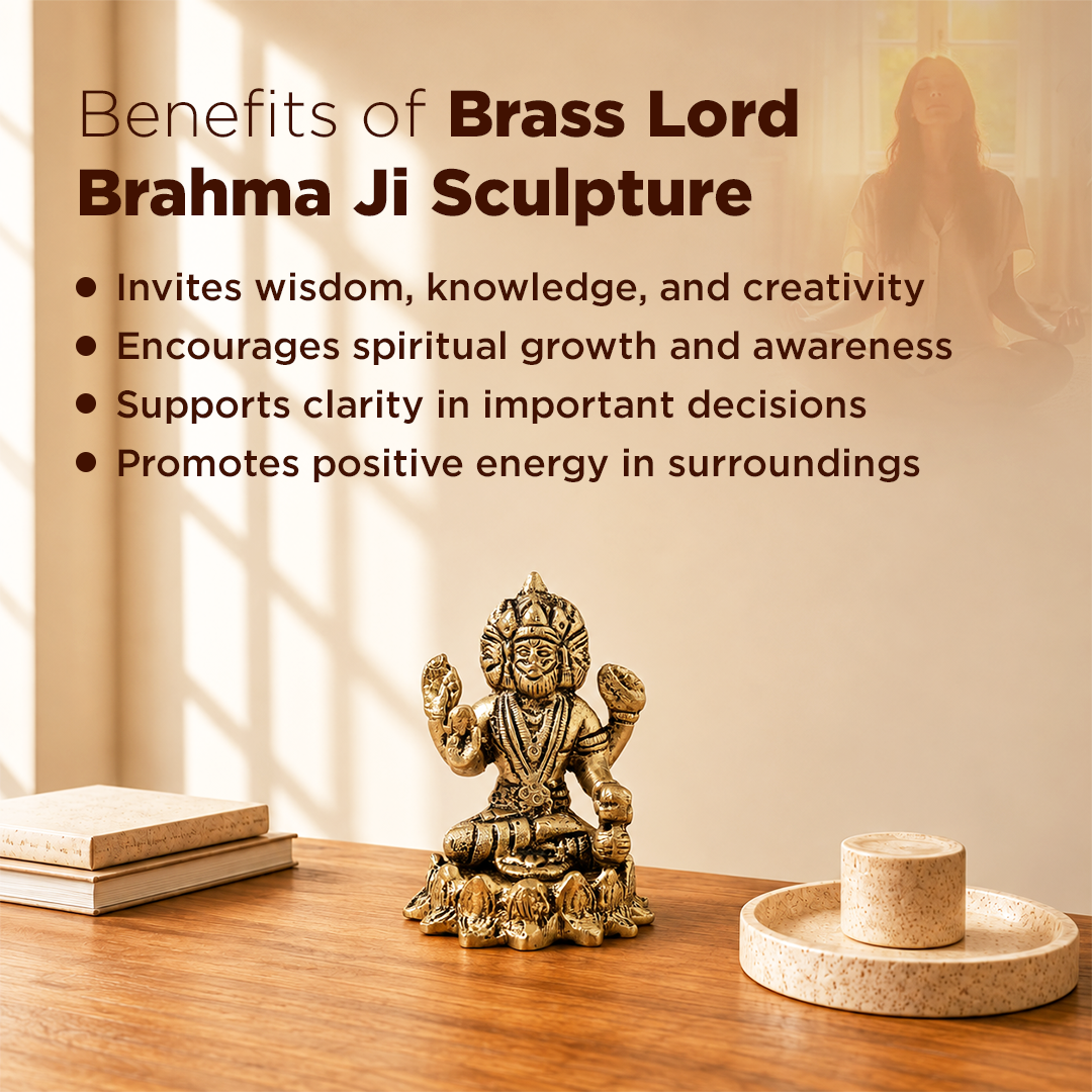 Brass Lord Brahma Ji Sculpture - Abhimantrit