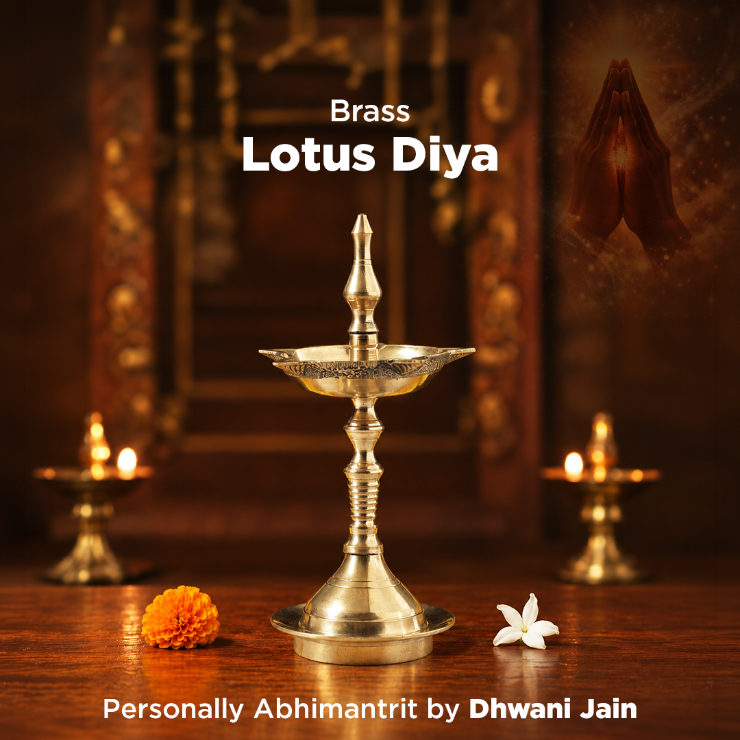 Brass Lotus Diya - Abhimantrit