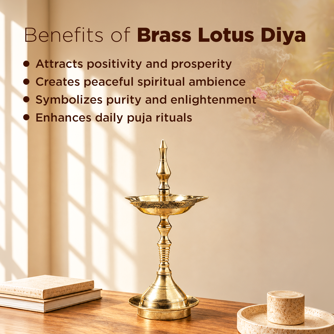 Brass Lotus Diya - Abhimantrit