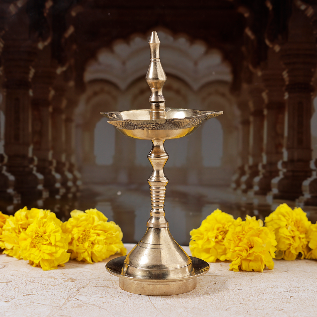 Brass Lotus Diya - Abhimantrit