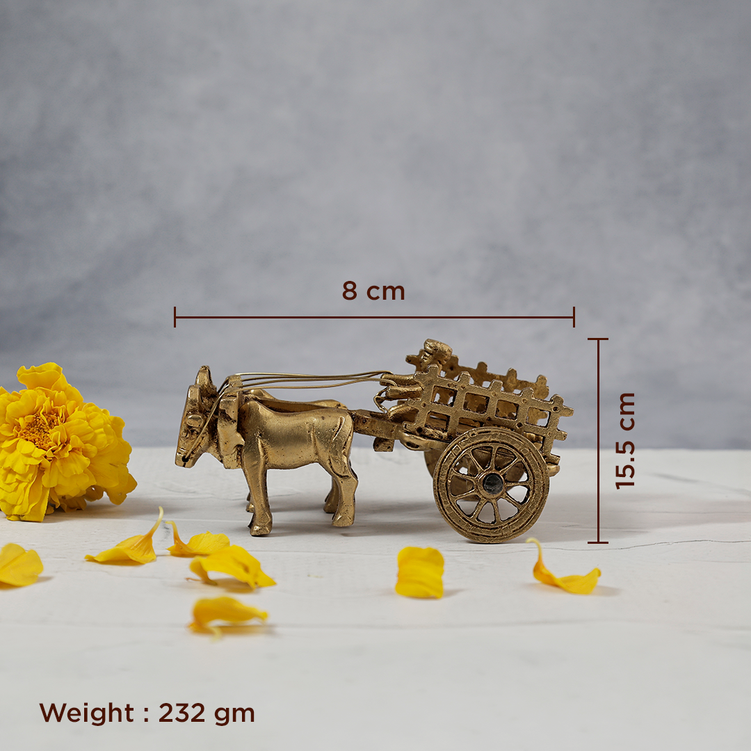 Brass Vintage Bullock Cart With Open Jaali - Abhimantrit