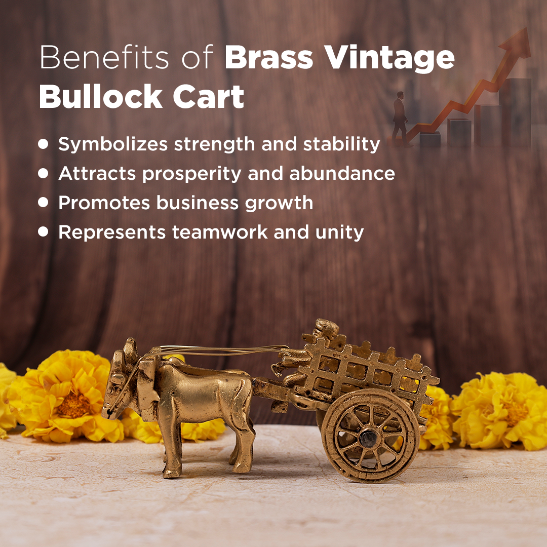 Brass Vintage Bullock Cart Open Design for Home Decor