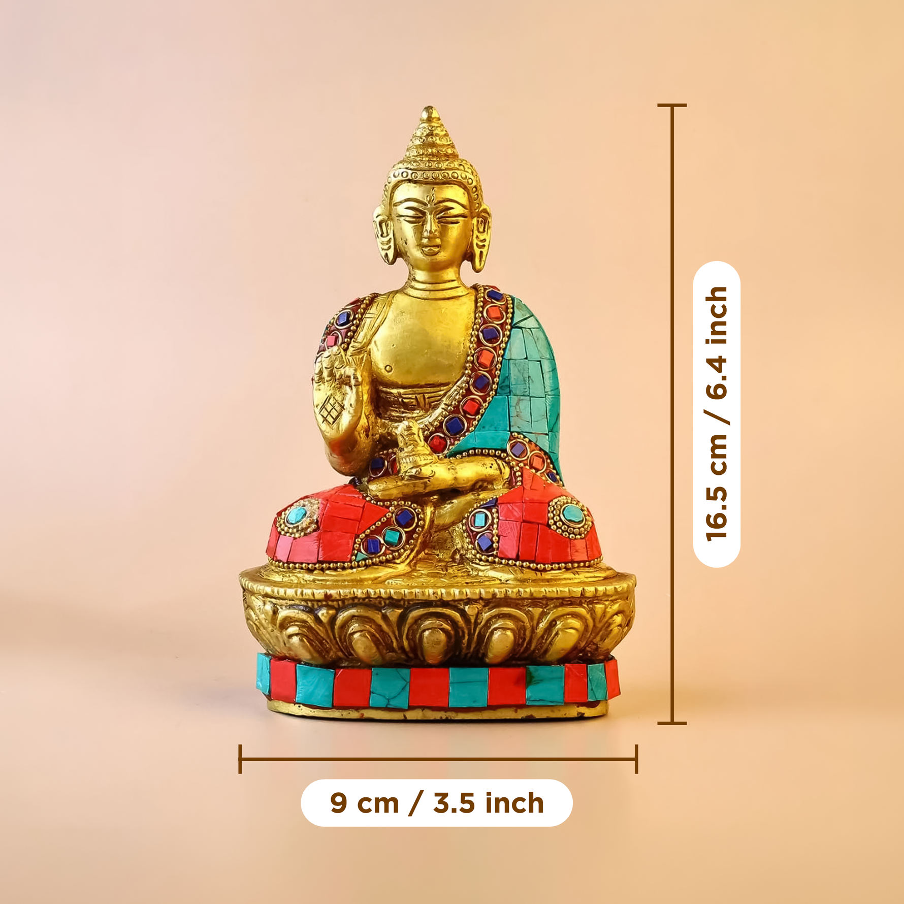 Brass Mahatma Buddha Statue With Stone Work