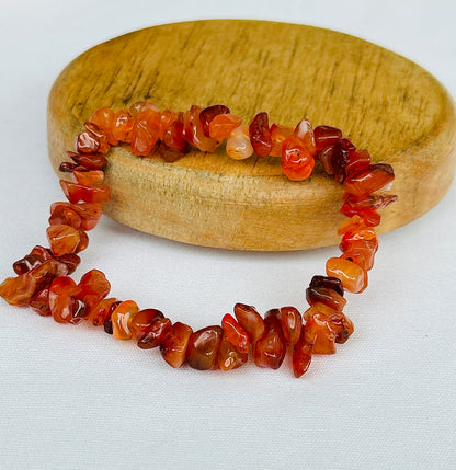 Purifies Blood, Lungs, Liver and Heart: Carnelian Uncut Bracelet - Abhimantrit & Certified