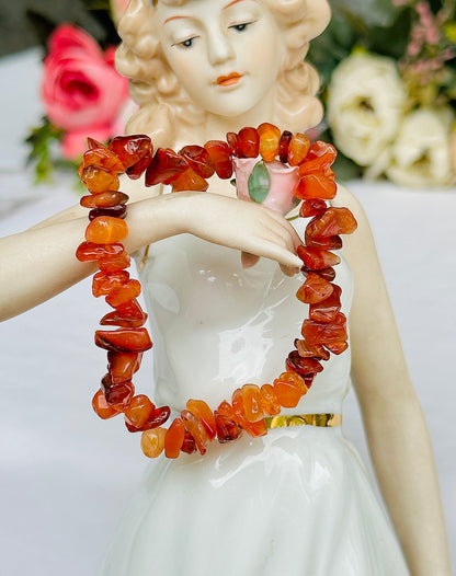 Purifies Blood, Lungs, Liver and Heart: Carnelian Uncut Bracelet - Abhimantrit & Certified