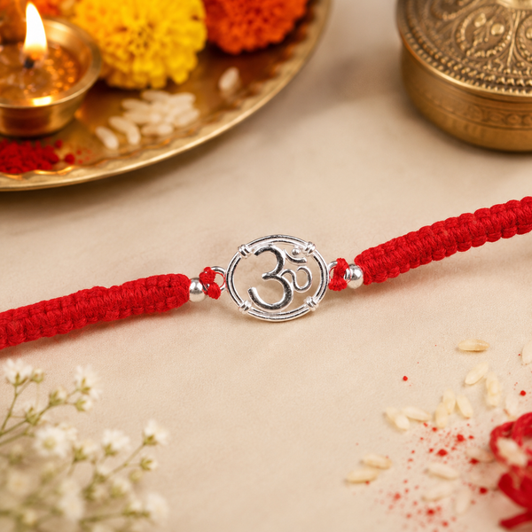 925 Sterling Silver Om Rakhi | Premium Raksha Bandhan Rakhi for Brother